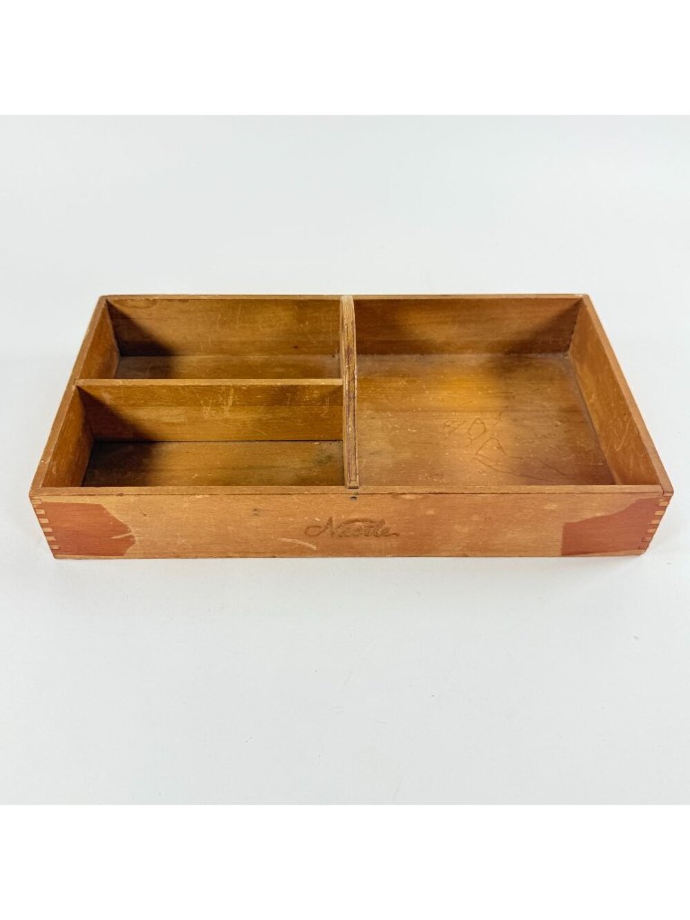 Wooden Nestle Tool Tote with Handle Divided Caddy Handle Handmade